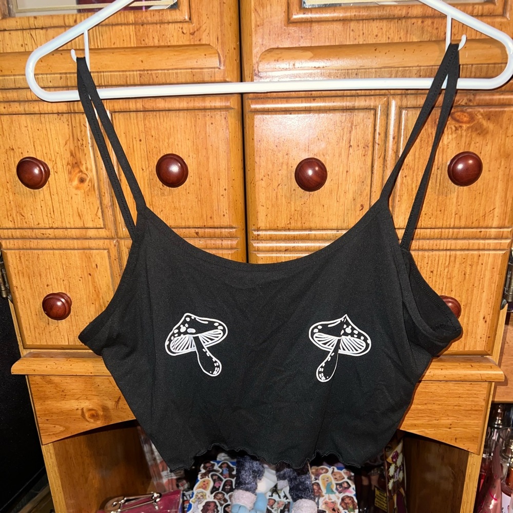 Super Cute Mushroom Crop Top